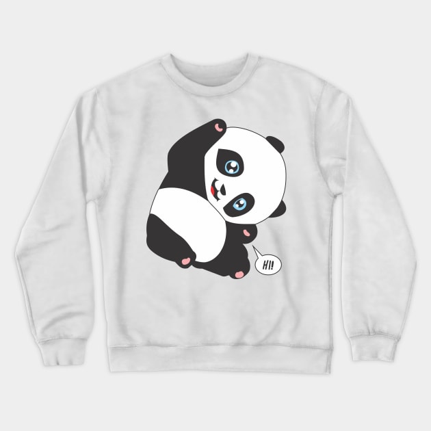 Panda Bear Say HI! Crewneck Sweatshirt by culturageek